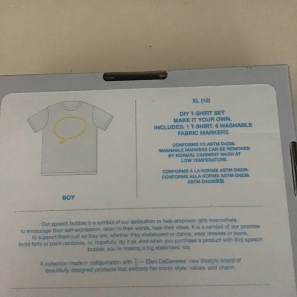 NWT NIB GAP Kids ED Make It Your Own Gray Grey DIY T-shirt Set & Marker 12 Ellen